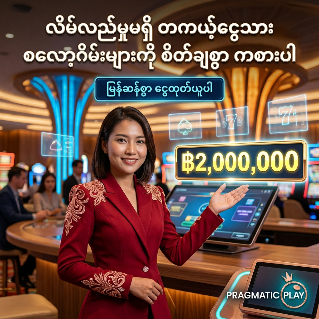 အွန်လိုင်းစလော့ ကစားသူများ ကြုံတွေ့ရလေ့ရှိသည့် လိမ်လည်မှုနှင့် ငွေထုတ်နှေးကွေးသည့် ပြဿနာများကို ဖြေရှင်းပေးနိုင်သော Pragmatic Play တကယ့်ငွေသား စလော့ဂိမ်းများ၏ ယုံကြည်စိတ်ချရမှု ပရိုမိုးရှင်း ကြော်ငြာဓာတ်ပုံ ဖြစ်ပါသည်။ ဆွဲဆောင်မှုရှိသော အာရှအမျိုးသမီး တင်ဆက်သူ၊ ထိုင်းဘတ်ငွေ (฿) ဆုကြေးများနှင့် ဆန်းကြယ်သော ကာစီနိုအပြင်အဆင်တို့ပါဝင်ပြီး၊ Pragmatic Play လိုဂိုနှင့် မြန်မာဘာသာ စာသားများကို သဲကွဲစွာ ဖော်ပြထားသော ရုပ်ထွက်မြင့် အွန်လိုင်း ကာစီနို ကြော်ငြာဓာတ်ပုံ ဖြစ်ပါသည်။

